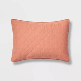 83903948 Threshold King Diamond Stitch Cotton Linen Quilt Sham Terracotta -