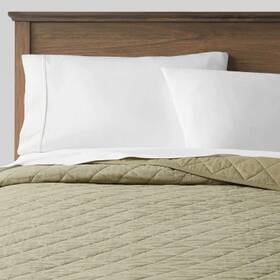 83903951 Threshold King Diamond Stitch Cotton Linen Quilt Moss Green -