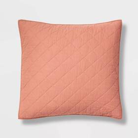 83903963 Threshold Euro Diamond Stitch Cotton Linen Quilt Sham Terracotta -