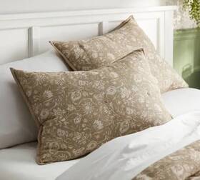 86714699 Threshold 1 Standard Floral Voile Lofty Quilted Pillow Sham Beige Tan