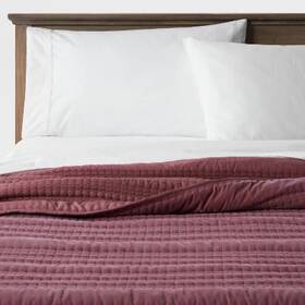 87206150 Threshold Full/queen Boho Lofty Velvet Quilt Purple -
