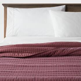 87206156 Threshold Twin/twin Extra Long Boho Lofty Velvet Quilt Purple -