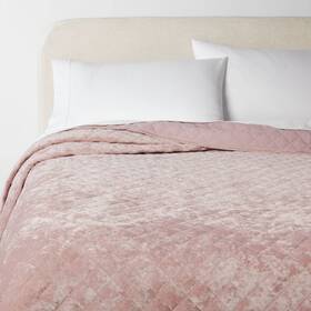 87605912 Threshold King Luxe Diamond Stitch Velvet Quilt Mauve - Oeko-tex Certified