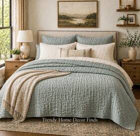 89209066 Threshold King Tencel Quilt Light Teal Green - Cooling New