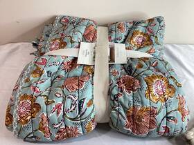 89209419 Threshold Earthy Vines Voile Quilt Light Teal Bluefloral Full Queen Cottage Core