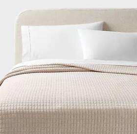 89210086 Threshold Full/queen Jersey Quilt Oatmeal Heather - Cotton Knitted Coverlet