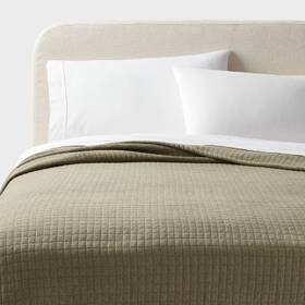 89210087 Threshold Full/queen Jersey Quilt Dark Olive Green Heather -