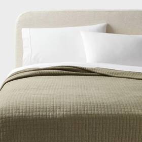 89210091 Threshold King Jersey Quilt Dark Olive Green Heather - Cotton Knitted