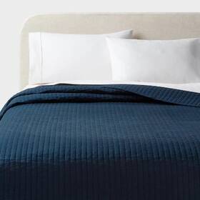 89211211 Threshold Twin/twin Extra Long Washed Cotton Sateen Quilt Dark Navy - Oeko-tex