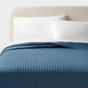 89211218 Threshold Full/queen Washed Cotton Sateen Quilt Indigo - Oeko-tex Certified