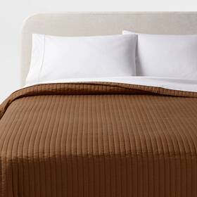 89211224 Threshold Twin/twin Extra Long Washed Cotton Sateen Quilt Light Brown -