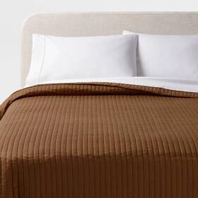 89211225 Threshold Full/queen Washed Cotton Sateen Quilt Light Brown -