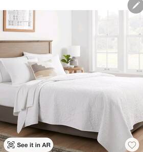 89211318 Threshold Twin/twin Extra Long Garment Washed Paisley Stitch Quilt White -