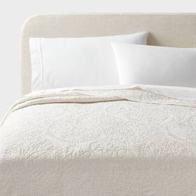 89211319 Threshold Full/queen Garment Washed Paisley Stitch Quilt Ivory -