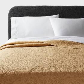 89211336 Threshold King Garment Washed Paisley Stitch Quilt Wheat -