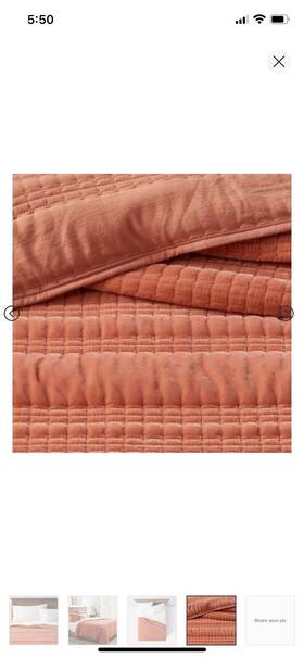 89211353 Threshold Full/queen Channel Stitch Velvet Quilt Light Terracotta Anthro Dupe