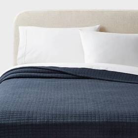 89255934 Threshold King Jersey Quilt Dark Navy Blue - Cotton Knitted Coverlet Oeko-tex