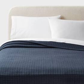 89255941 Threshold Full/queen Jersey Quilt Dark Navy Blue - Cotton Knitted