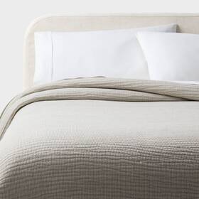 94816271 Threshold Full/queen Matelasse Gauze Quilt Light Gray -