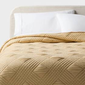 94816378 Threshold Full/queen Diamond Matelasse Gauze Quilt Yellow -