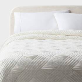 94816383 Threshold Full/queen Diamond Matelasse Gauze Quilt Ivory -