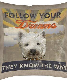 Thumbprintz 888635242190 New Westie Highland Terrier Duvet Cover Twin Bed Dog Puppy Follow Your Dreams