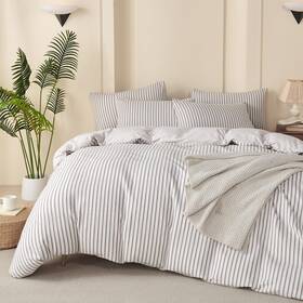 Tisplr 796926624498 Luxury Grey Comforter Set Queen - Washed Microfiber 3 Pieces Jacquard Bedding