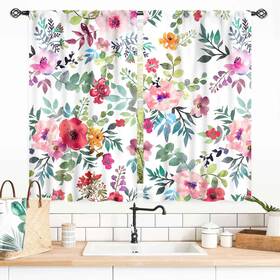 Tkuyo 709617995602 Floral Curtains Vintage Flower Pink Farmhouse Country Kitchen Cafe Sm