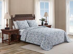 207907 Tommy Bahama - Twin Quilt Set Reversible Cotton Bedding With Matching Sham