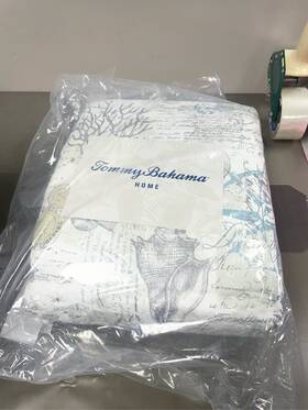 208212 Tommy Bahama Beach Bliss 3-piece Gray Graphic Cotton Full/queen Quilt Set