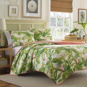Tommy Bahama 445045097081 Aregada Dock Ecru Cotton Reversible Quilt Set Sz King