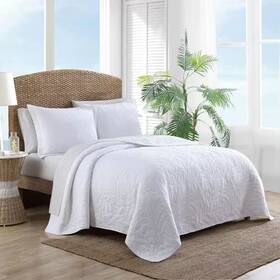 Tommy Bahama 711181576252 Solid Costa Sera Stitch 1-piece White Cotton King Quilt