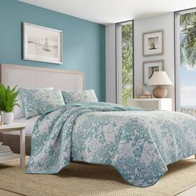 81193379 Tommy Bahama Full/queen Laguna Beach Quilt And Sham Set Turquoise -