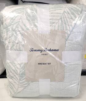 85333370 Tommy Bahama Palmday Botanical Pattern 3pc King Quilt And Sham Set Surf Spray