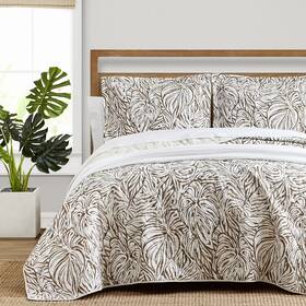 Tommy Bahama 883893685901 Home 3pc. Queen Quilt And Shams Kenya 100% Cotton Coastal Reversible