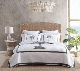 Tommy Bahama 883893734326 Palm Island Collection Quilt Only Reversible Queen Grey Cp. 95