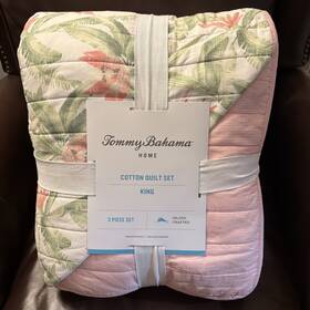 Tommy Bahama 883893857865 King Cotton Quilt Set 3 Pieces - Acapulco Palms