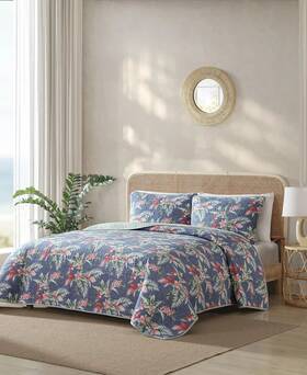 Tommy Bahama 883893934443 Quilt Sham Set King Floral Enchantment Reversible 3pc New
