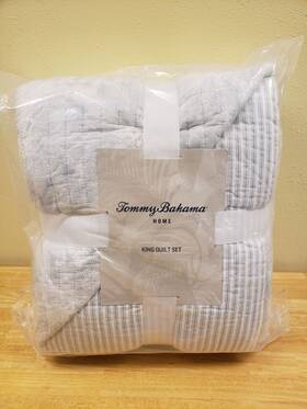 88811501 Tommy Bahama New 3pc King Makena 100% Cotton Quilt Shams Bedding Set