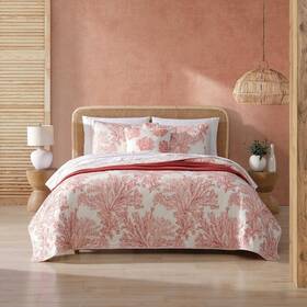 91266600 Tommy Bahama King Coral Garden Quilt Set Orange - Includes 2 Shams