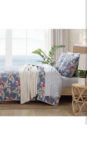B0df9w743m Tommy Bahama - King Quilt Set Premium Cotton Reversible Bedding With Sham Match