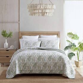 Ushsa91194207 Tommy Bahama Quilt Set Full/queen 3-piece Maui Palm Soft Cotton 100% Green