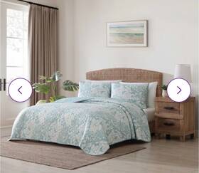 Ushsa91210298 Tommy Bahama Quilt Set 90 Inch X Polyester Full/queen Soft Cotton Blue 3-piece