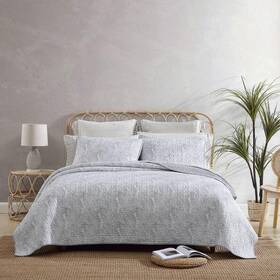 Ushsa91210305 Tommy Bahama Quilt Set King 3piece Distressed Water Leaves Botanical Cotton Gray