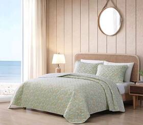Ushsa91262259 Tommy Bahama Queen Quilt Set With Shams 100% Cotton Pineapple Bloom Spring Green