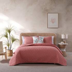 Ushsa91267606 Tommy Bahama Quilts 3-piece Cotton Red Textured Chambray Full/queen Set Orange
