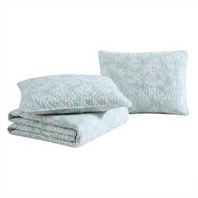 Ushsa91274328 Tommy Bahama Art Of Palms Blue 3-piece King Cotton Quilt-sham Set