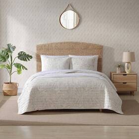 Ushsa91278877 Tommy Bahama Ocean Deep 3-piece Beige Cotton Reversible King Quilt Set