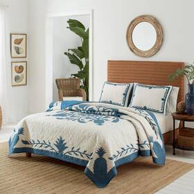 Ushsgr1152642 Tommy Bahama Quilt Cotton Soft Lightweight Reversible-design King Blue/white 1-piece