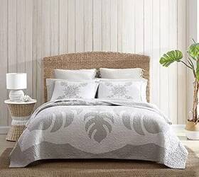 Ushsgr1194138 Tommy Bahama Quilt Reversible Cotton Bedding Lightweight Queen Grey/off White